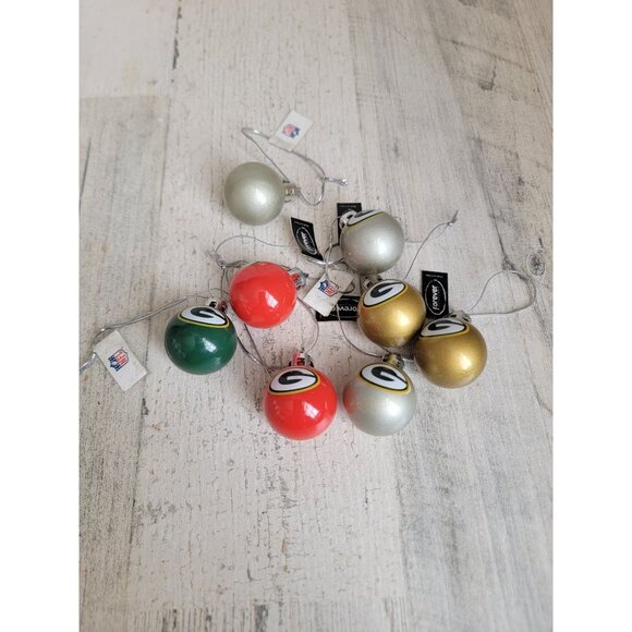 Green bay Packers mini ball ornament Xmas set football - Picture 1 of 7